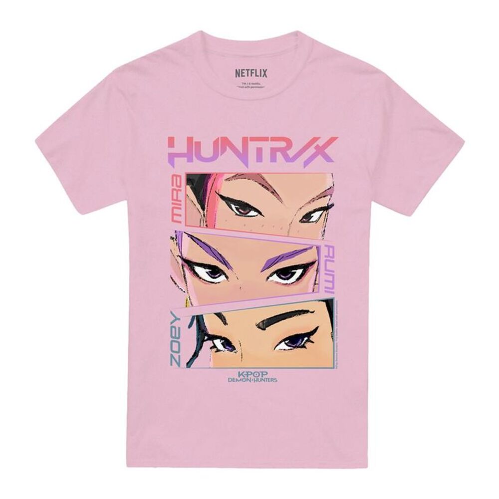 K-Pop Demon Hunters Unisex Adult Huntrix Eyes Comic Strip T-Shirt / Pink